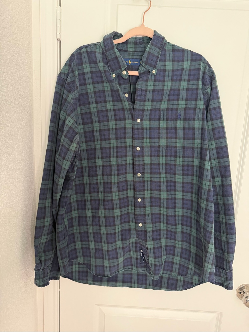 Ralph Lauren Blue and Green Plaid Button-Down Shirt